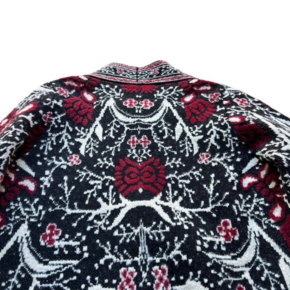 MaxSport Size M Black Red Floral Bohemian Longline Open Cardigan Duster Sweater - Picture 4 of 16